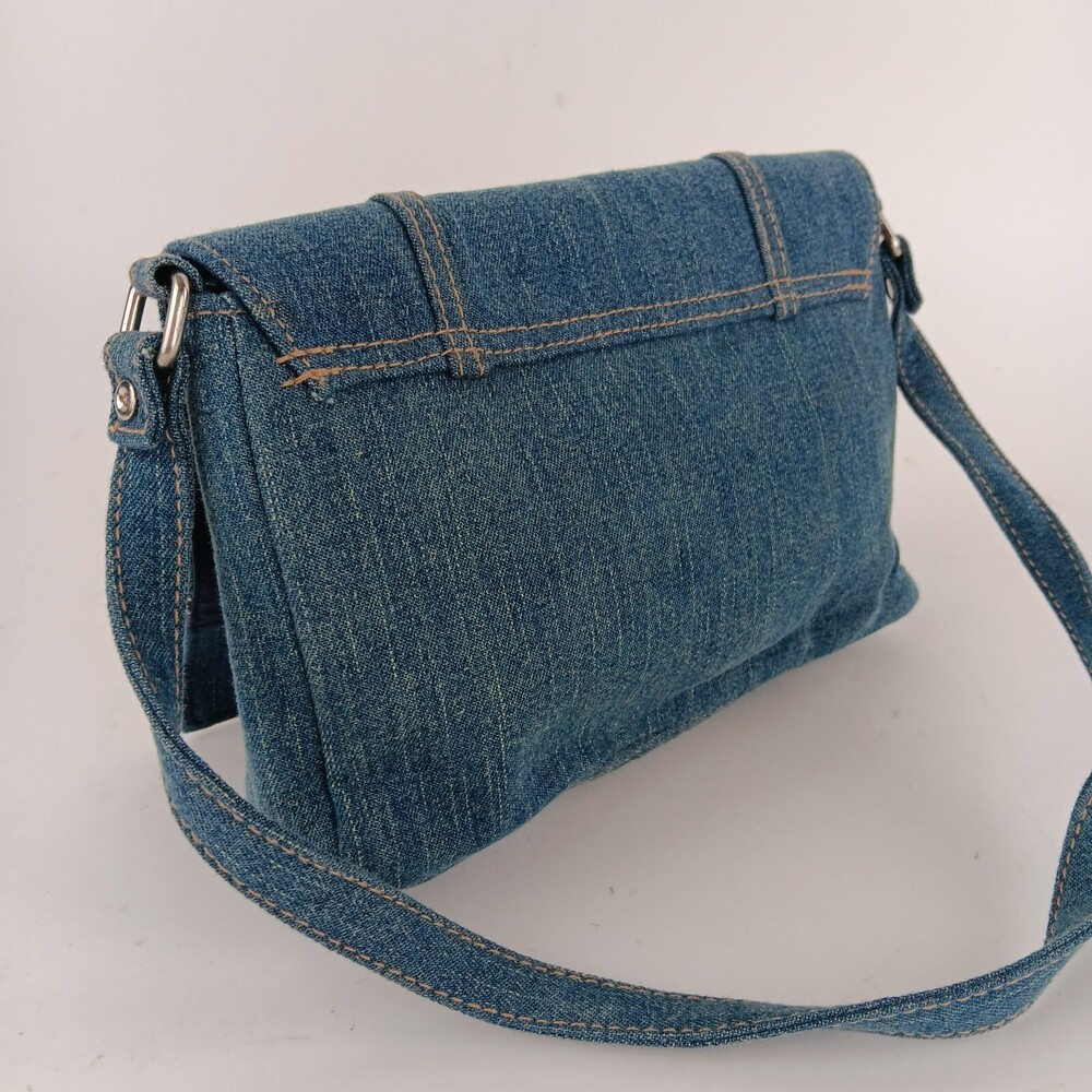 Womens Solid Blue Rectangular Shaped Studded Denim Shoulder Bag - Picture 5 of 13